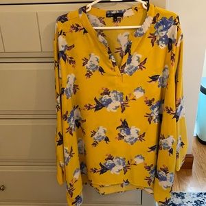 3x Gibson yellow floral blouse